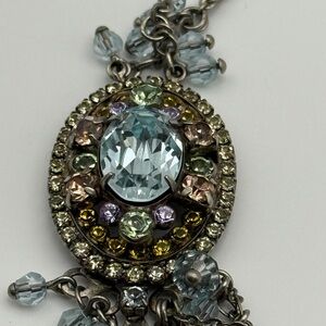 Sorrelli Elegant Multi-Layer Gemstone Pendant Necklace- Antique Silver